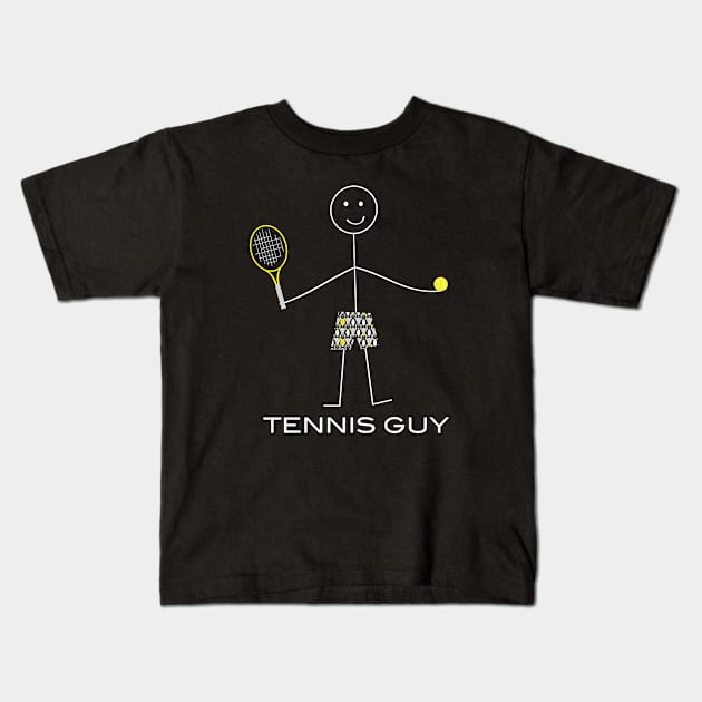 Funny Mens Tennis Guy Kids T-Shirt by whyitsme